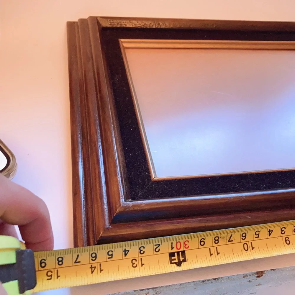 Vintage HandMade Classic Wood Picture Frame with Black and Gold Mat